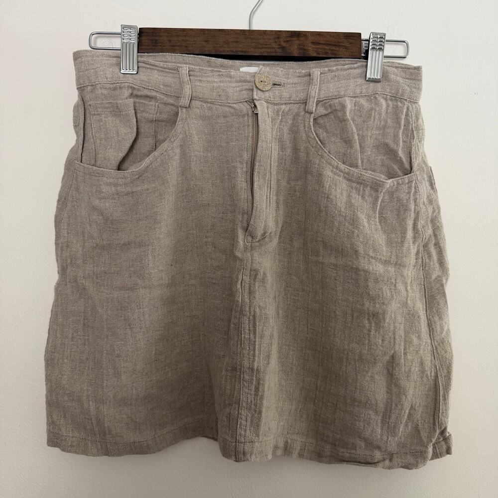 Yoli & Otis 100% Linen Mini Skirt Size M/L Women's Lightweight Zip Skirt